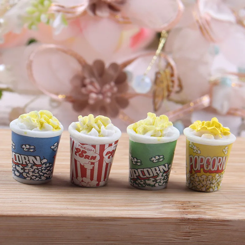 Pretend Food Toys Doll House Toys 1:6 Scale Simulation Mini Popcorn Bucket Miniature Dollhouse Food for Blyth Doll Accessories 4pcs