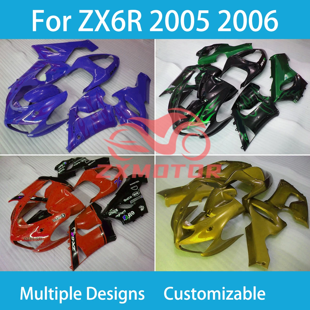 

ZX6R 2005 2006 Обтекатели для Kawasaki Ninja 636 ZX 6R 05 06 ABS пластиковые Высококачественные обтекатели для мотоциклов