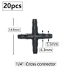 20pcs 3mm 4mm Garden Hose Barb Connector Drip Irrigation 1/4'' & 1/8'' Tube Hose Fitting Tees Cross Eng Plug Barb Accessories 3