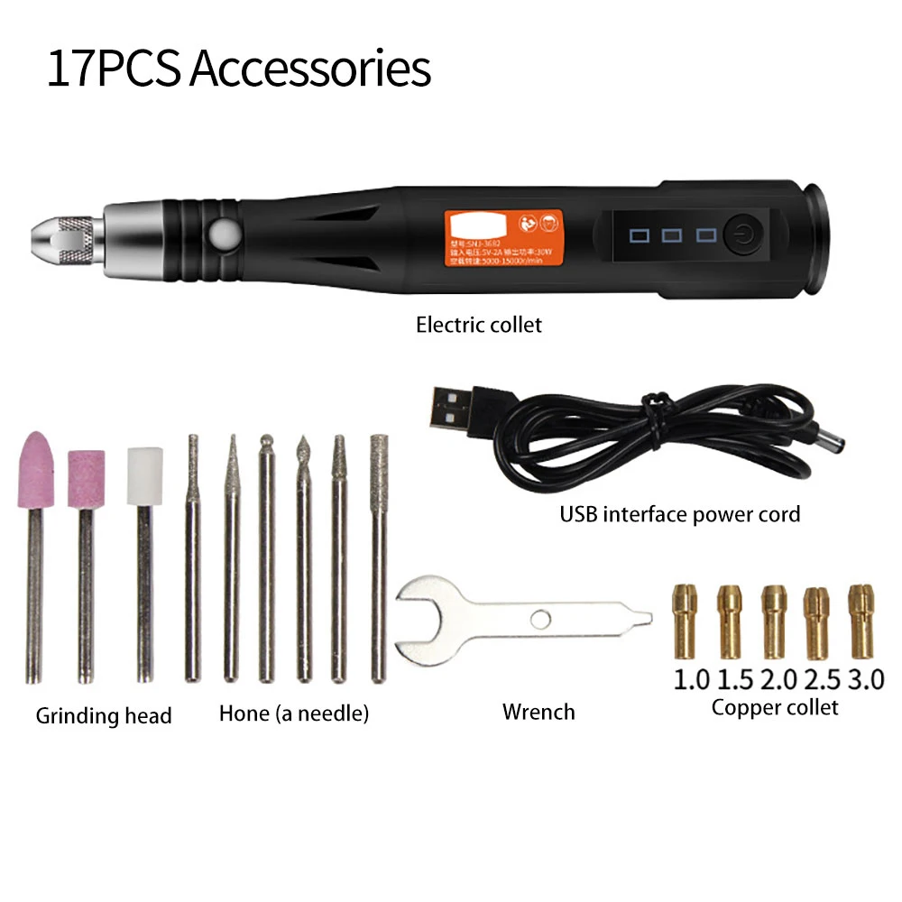 

15000RPM Handheld USB Mini Electric Grinder Drill Engraving Pen Polishing Machine With Dremel Rotary Tool Accessories DIY Set