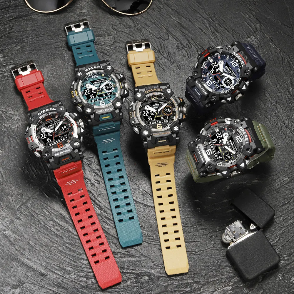 SMAEL Dual Display Men Watches Waterproof Sports Watch Military Man Alarm Stopwatch Quartz Wristwatch Male Digital Clock 8072 - 6