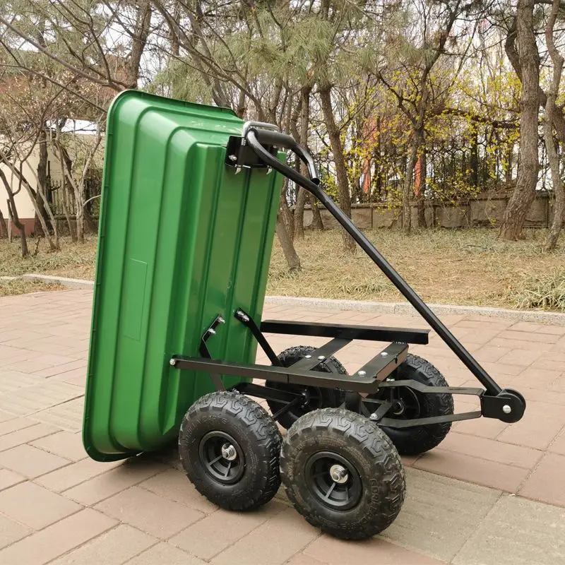 Four-wheeled Handcart Plastic Dump Truck Small Cart Agricultural Push Truck Household Hand Cart