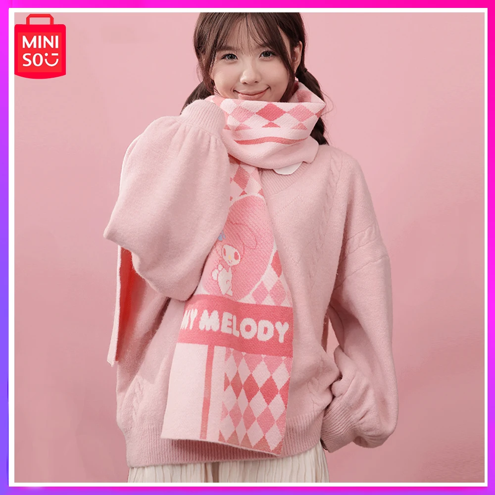 

Miniso 2023 Sanrio Lovely Neck Warm and Thick Girl Heart Match Color Day Love Melody Cinnamon Dog Scarf Christmas Gift Soft