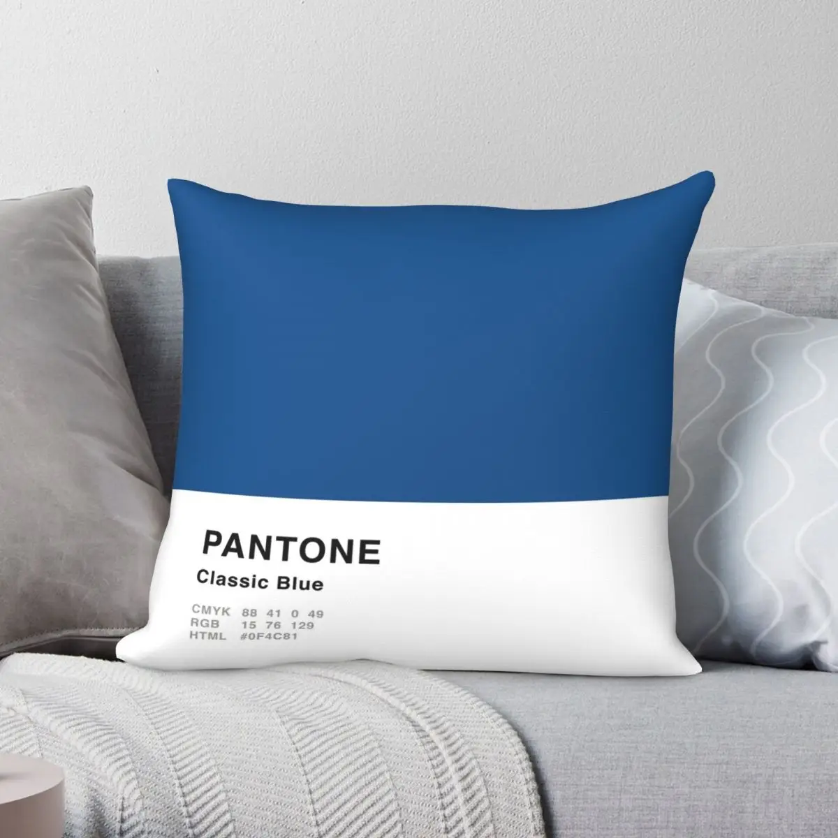 

Classic Blue Pantone Simple Design Square Pillowcase Polyester Linen Velvet Printed Zip Throw Pillow Case Room Cushion Cover 18"