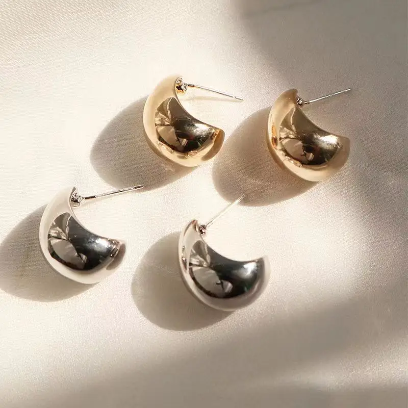 Pea Shaped Copper Alloy Gold Color Drop Earrings Woman 2025 Korean Fashion Jewelry Goth Party Girls Unusual Accessory drop earrings long earrings golden earrings dome teardrop earrings