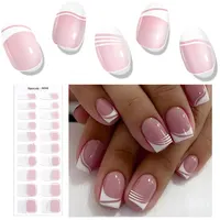 16/20Tips Semi-Cured Nail Wraps Solid Color Adhesive Waterproof Long Lasting Gel Nails Stickers Set for UV Lamp Need Manicure 6