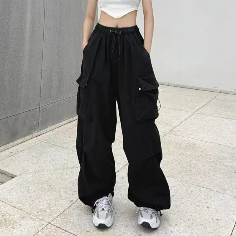 

2024 Fashion Loose Cargo Pants Women Casual Baggy Straight Trousers Vintage Wide Leg Pockets Y2k Streetwear Lady Trousers 28958