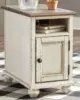 Realyn French Country Chair Side End Table with Outlets & USB Ports, Cream 1