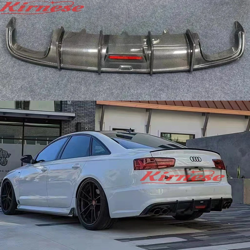 For Audi A6 S6 S-Line C7.5 2016-2018 Carbon Fiber Rear Lip Spoiler High Quality Bumper Diffuser Car Accessories