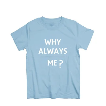 WHY ALWAYS ME Retro Letter Printed Short Sleeved T-shirt for Women in Summer, Loose and Versatile 1