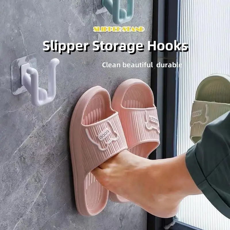 Bathroom Slipper Rack Household Wall-Mounted Perforation-Free Drain Rack Slipper Hook Hanging Simple Shoe Hook
