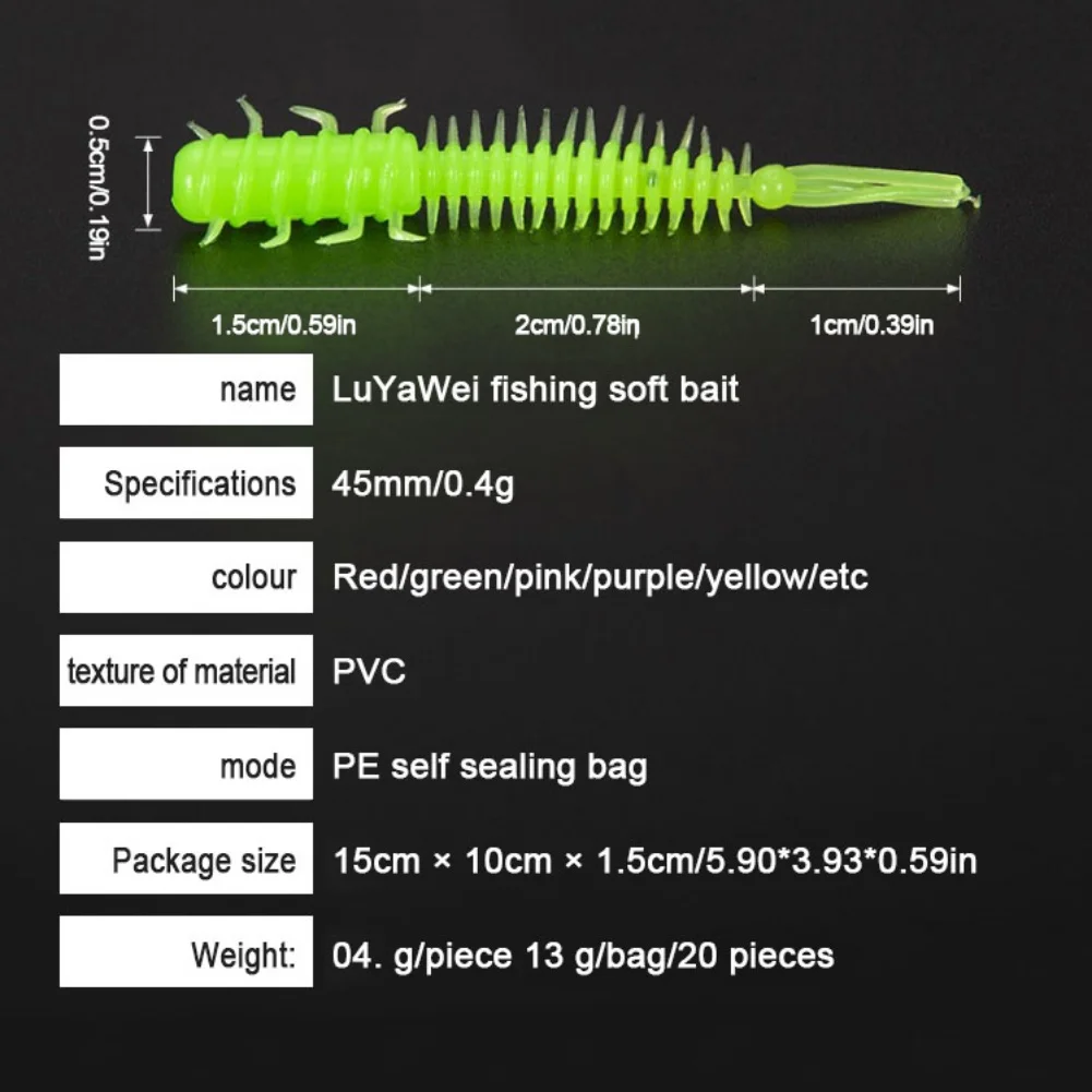 Slug Jigging Fishing Bait Worms 4.5cm 0.4g Drop Shotting Jig Head Soft Lures Shad Fly Fishing Silicon Fishing Lure