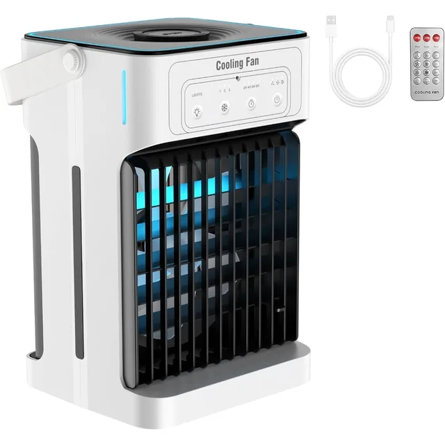 Portable air conditioner, dual motor and fan blade evaporative air cooler with remote control, 3-speed and 3-speed fog 1