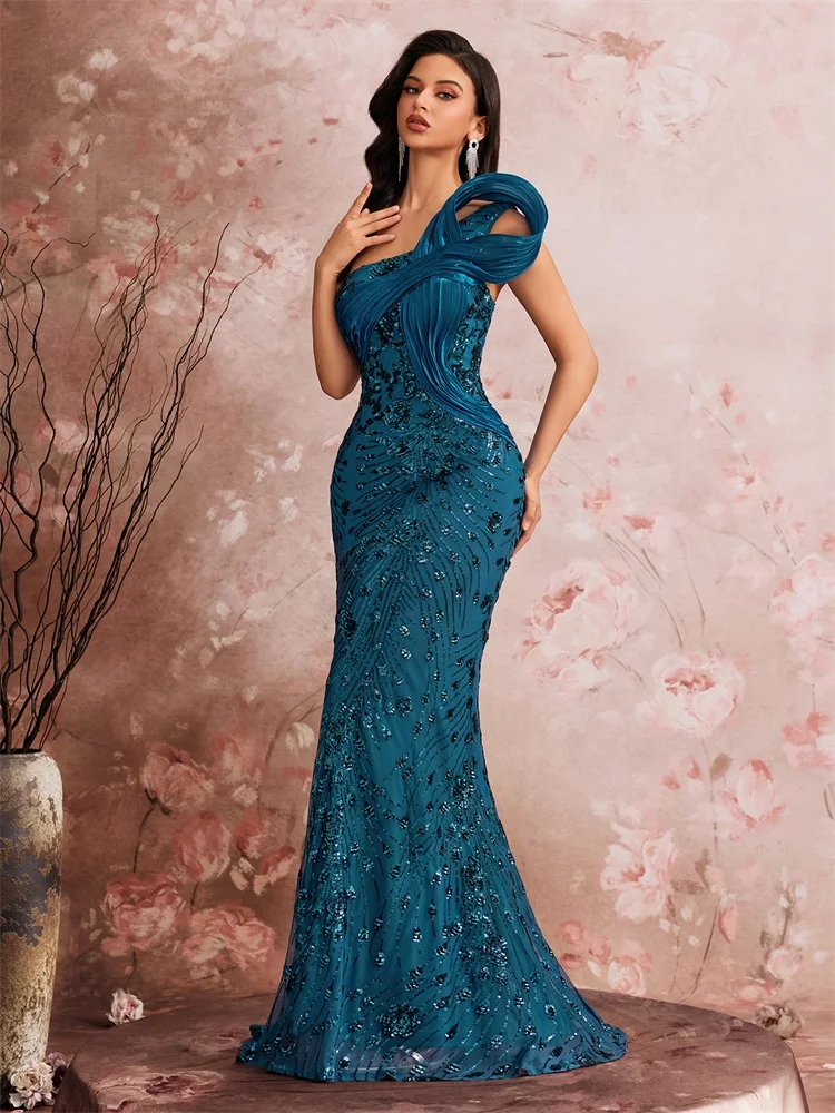 فساتين سهرة طويلة فاخرة من Lucyinlove بكتف مائل تر...