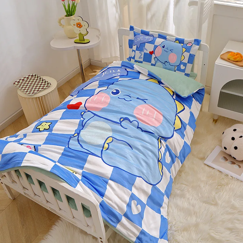 Newborn Baby Quilt Cover Winter Coral Velvet Soft Breathable Baby Sleep Cartoon Printing Quilt Protector Kindergarten Bedding