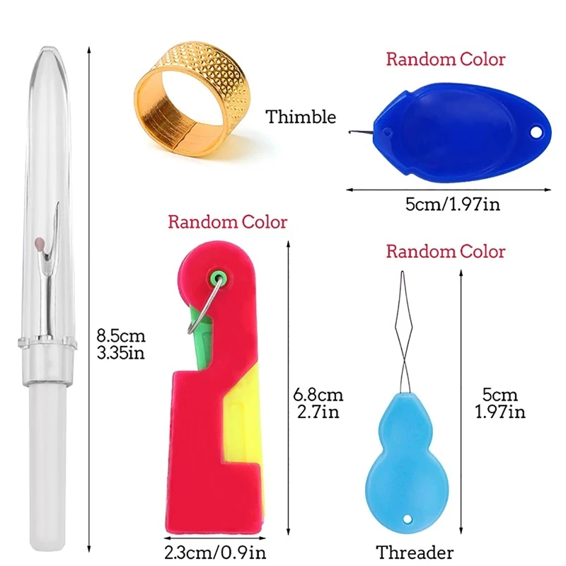 Needle Threaders with Thimble Sewing Tool Handmade Craft Set Supplies for Sewing Embroidery Needlework Craft - 6