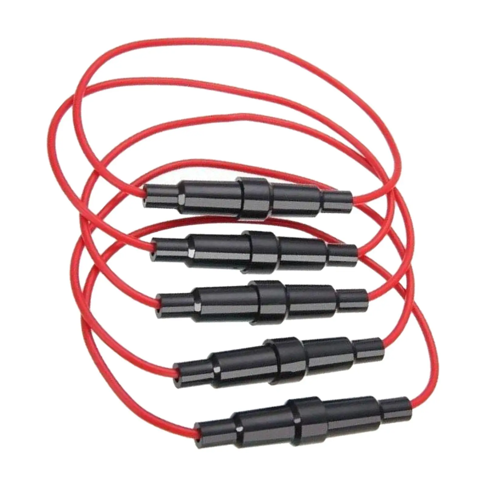 5 Pieces Fuse Holder 5x20mm Waterproof Durable 10A Black,7 Inches Long 18 Gauge AWG Wire for Standard Car Fuse Vans Cars