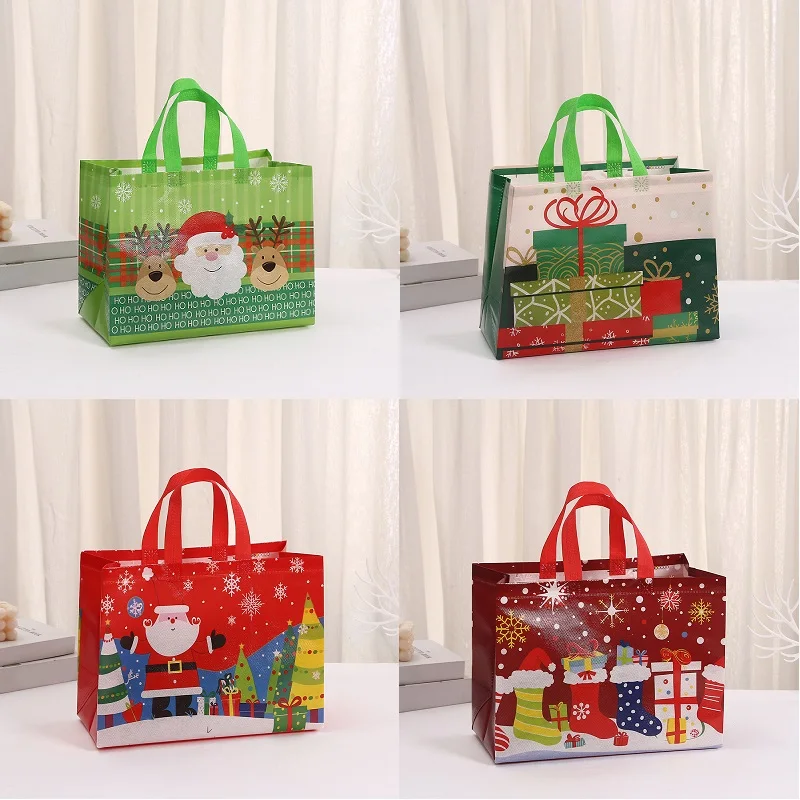 Christmas Non-woven Fabric Bags Snowman Santa Claus Gifts Candy Packing Bags Christmas Cookie Snack Decoration Bags