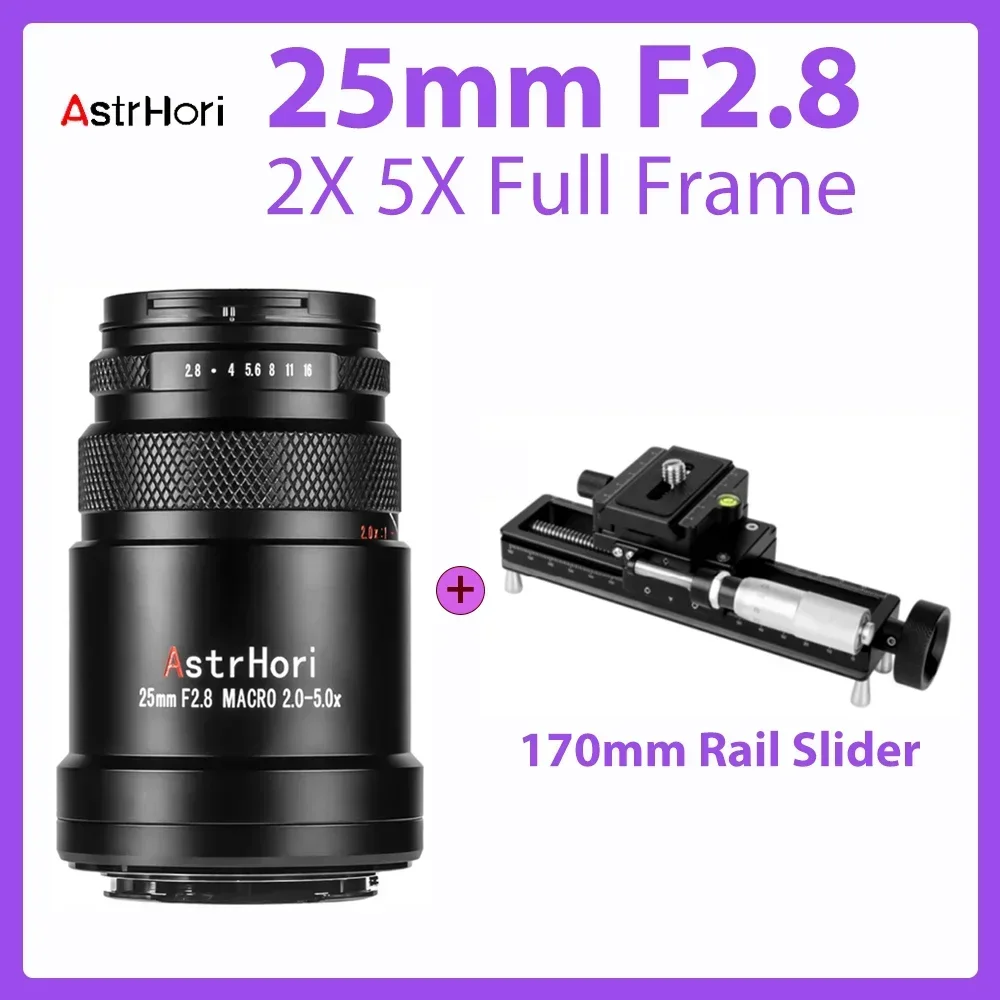 AstrHori 25mm F2.8 2X 5X Full Frame Ultra Macro Lens for