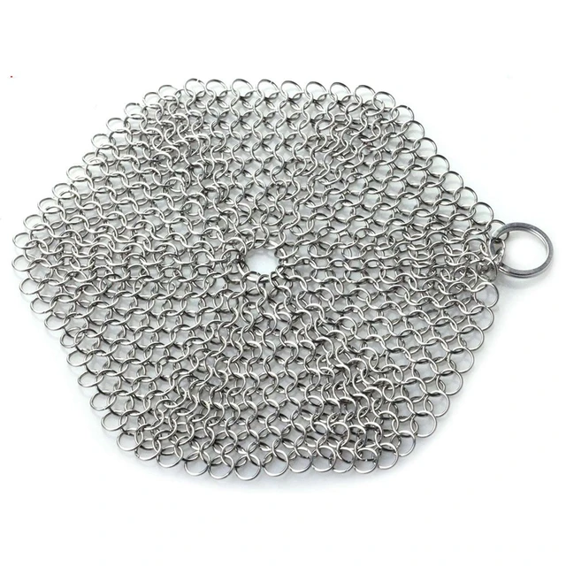 7X7 Inch Stainless Steel Chainmail Scrubber Cast Iron Cleaner Net - China  Cast Iron Cleaner Net, 7X7 Inch Stainless Steel Chainmail Scrubber