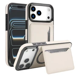 Stylish Multifunctional Synthetic Leather Magnetic Phone Case with Card Slot and Stand - iPhone 15 (White)