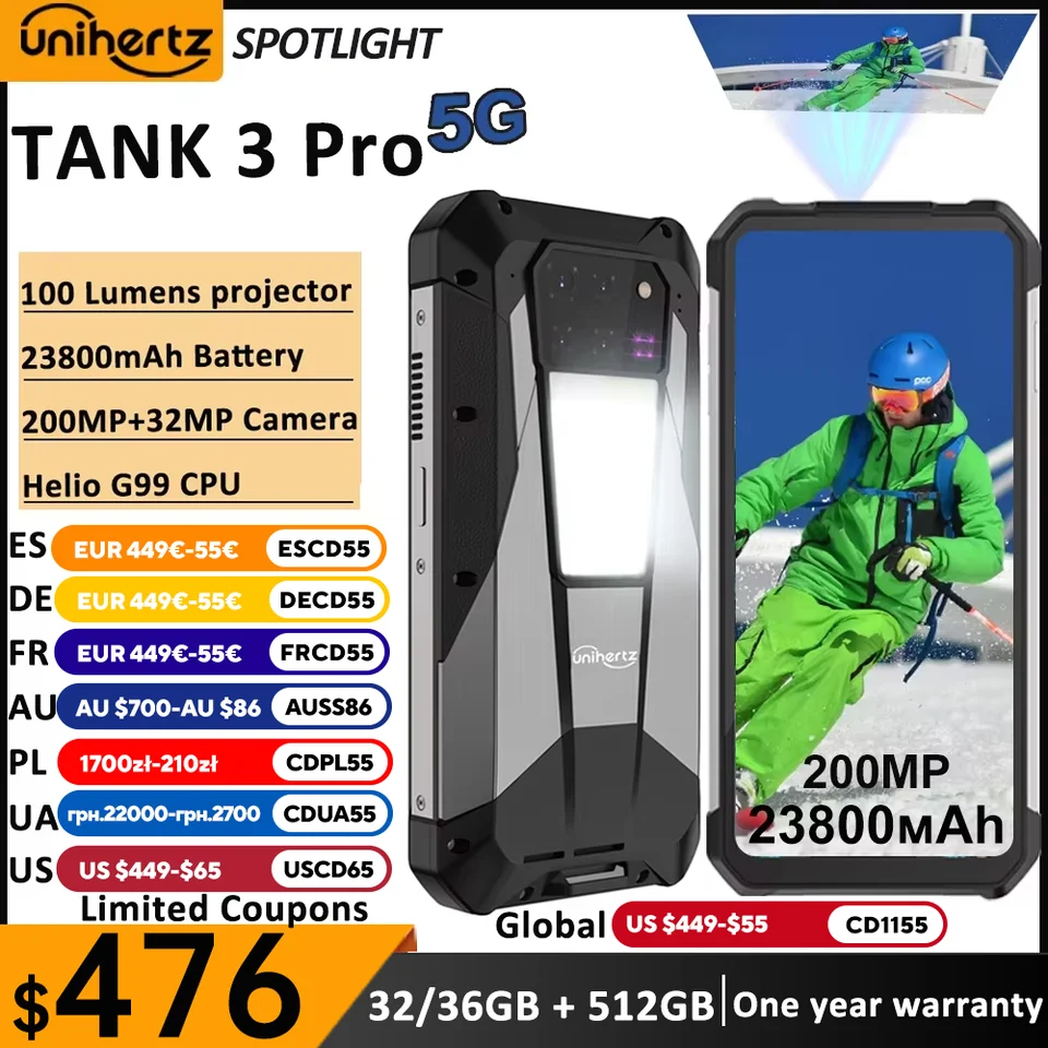 Unihertz Tank 3 Pro 8849 頑丈なスマートフォン android 5G 100