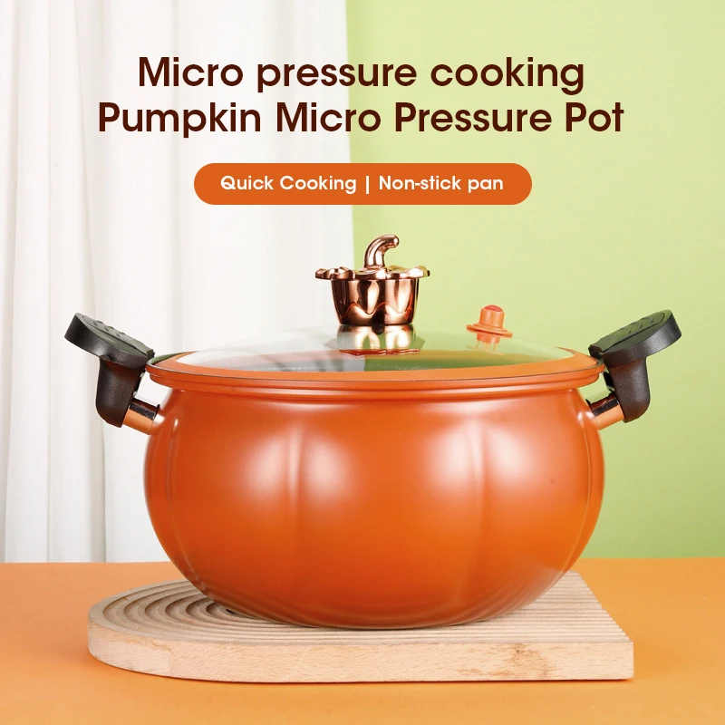 Micro Pressure Pot 8L High-Capacity Micro Pressure Pot New Home Type Orange Pumpkin Pot Multifunctional Non Stick Gas Stove Universal Soup