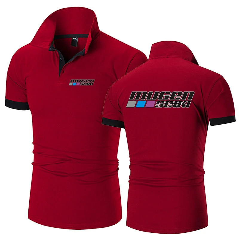 Short Sleeve T Shirt Mugen Seiki Men's Collar Hollow Short-sleeved Polo Shirt Breathable Business Fashion T-Shirt