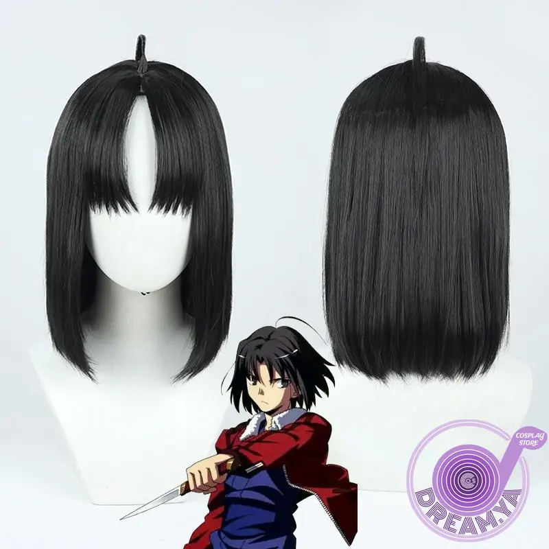 

Ryougi Shiki Cosplay Wig Kara No Kyoukai FGO Black Short 32cm Heat Resistant Synthetic Hair Halloween Party Role Play + Wig Cap