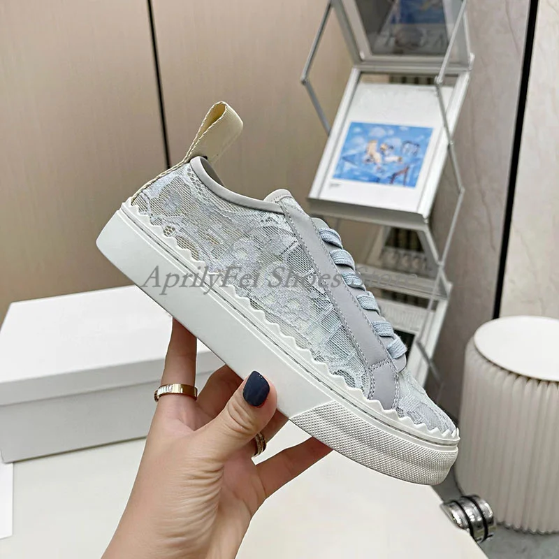 Sweet Lace Flat Platform Women Shoes Round Toe Lace Up Breathable Casual Tennis Shoe Thick Sole Outdoor White Pink Sneakers 4
