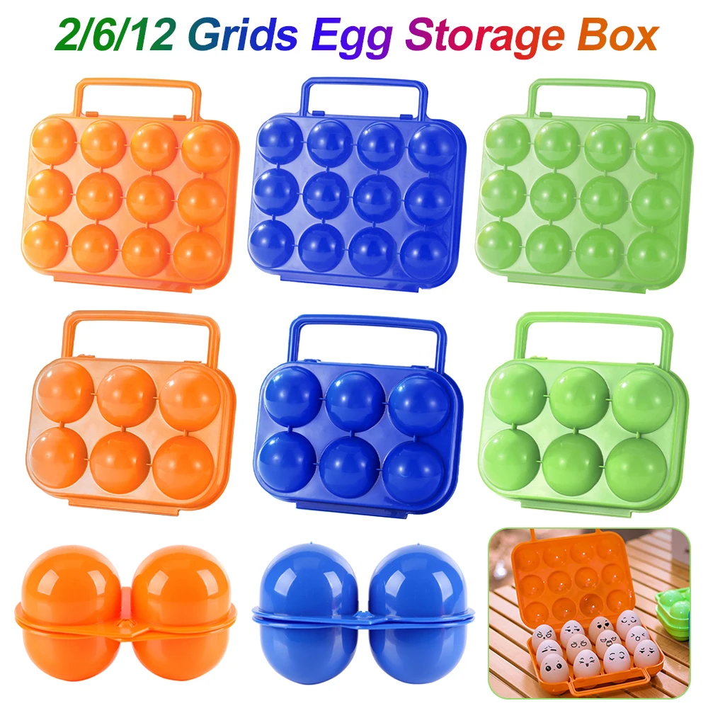 6/12 Grids Egg Storage Box Home Kitchen Organizer Egg Holder Container Case Portable Outdoor Camping Picnic Eggs Boxes Case 1