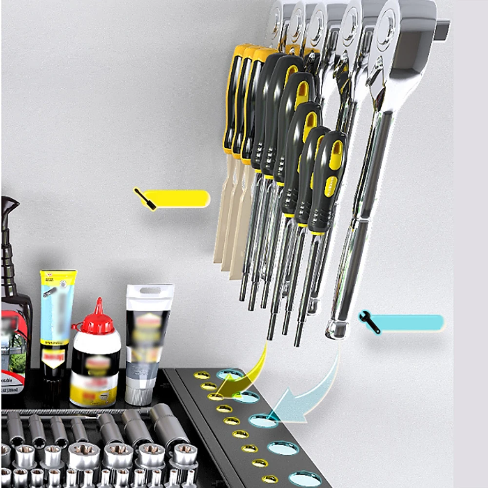 Elektrowerkzeug-Organizer zur Wandmontage, robuste Garagen-Werkzeug-Organizer und Aufbewahrungsregal, 2 Schichten/4 Schichten Metall-Werkzeug-Organizer – Detail 9