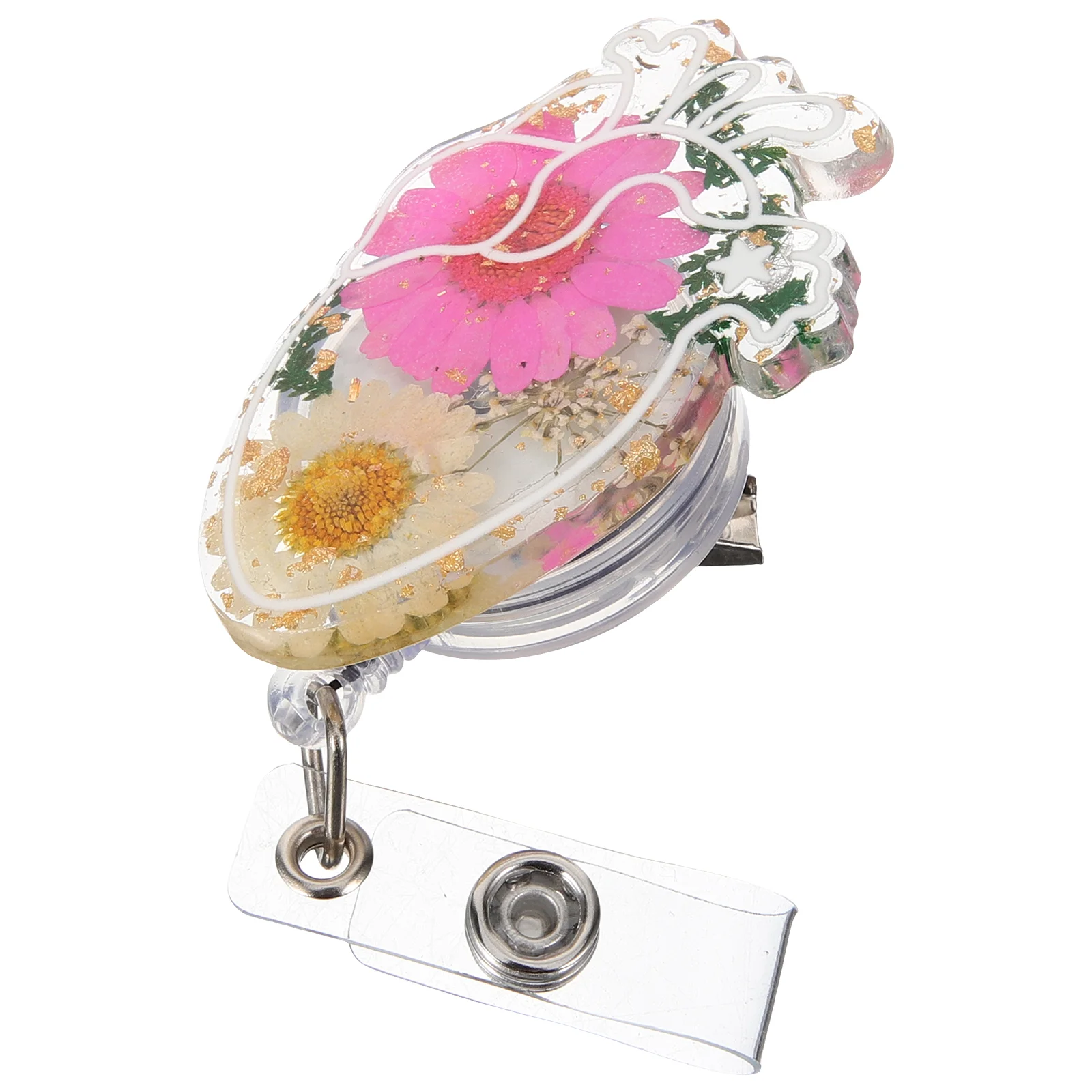 

ID Buckle Badge Holder Alligator Clips Gift Dried Flowers Reels Retractable Holders for Nurses Acrylic Chest Card