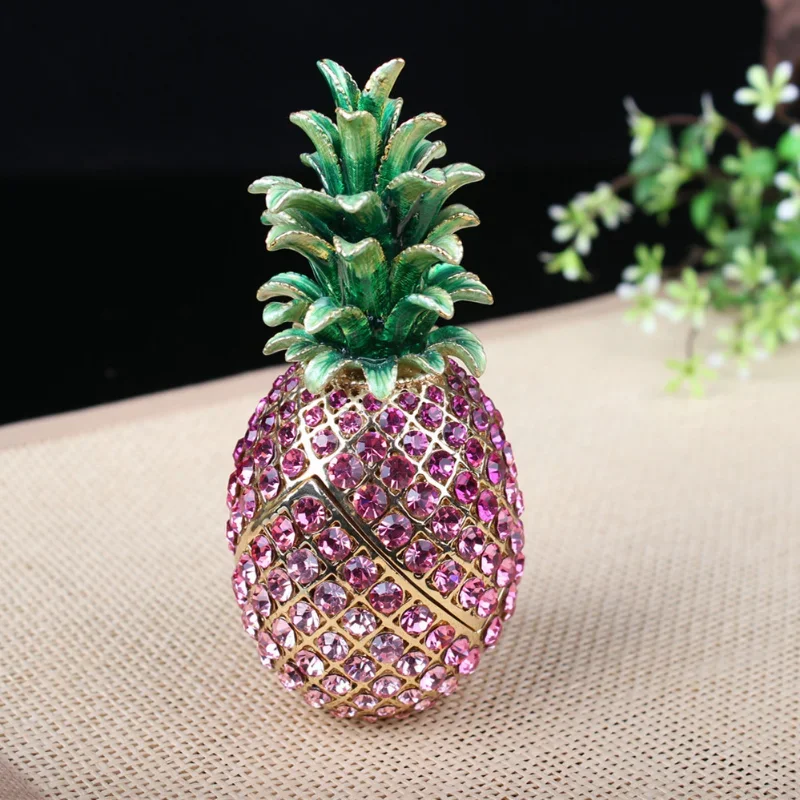 Crystal Handicraft Pineapple Home Enamel Color Jewelry Box Metal Home Bedroom Decoration Gift mini storage boxes
