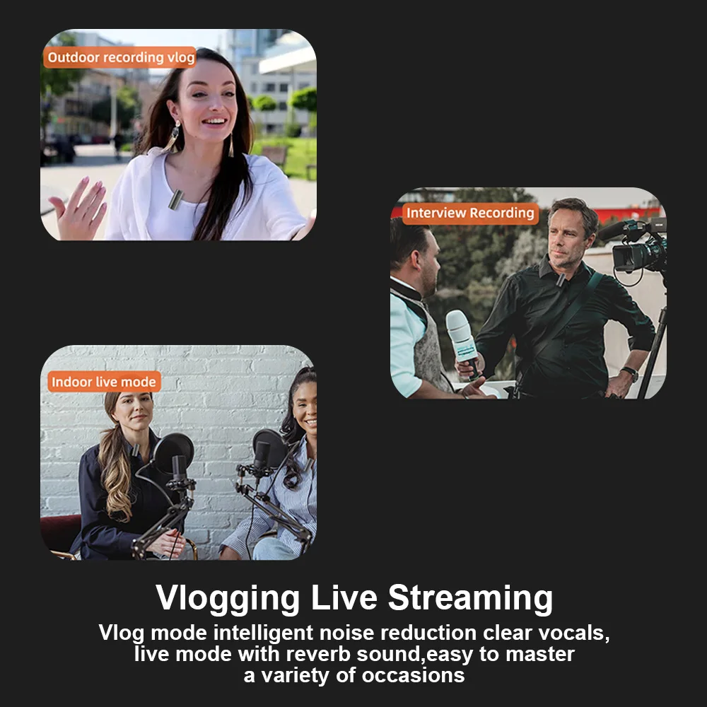 

Mini Wireless Lavalier Microphone Omnidirectional Noise Cancel Type-C+Adapter for Live Stream Video Vlog Interview Online Class