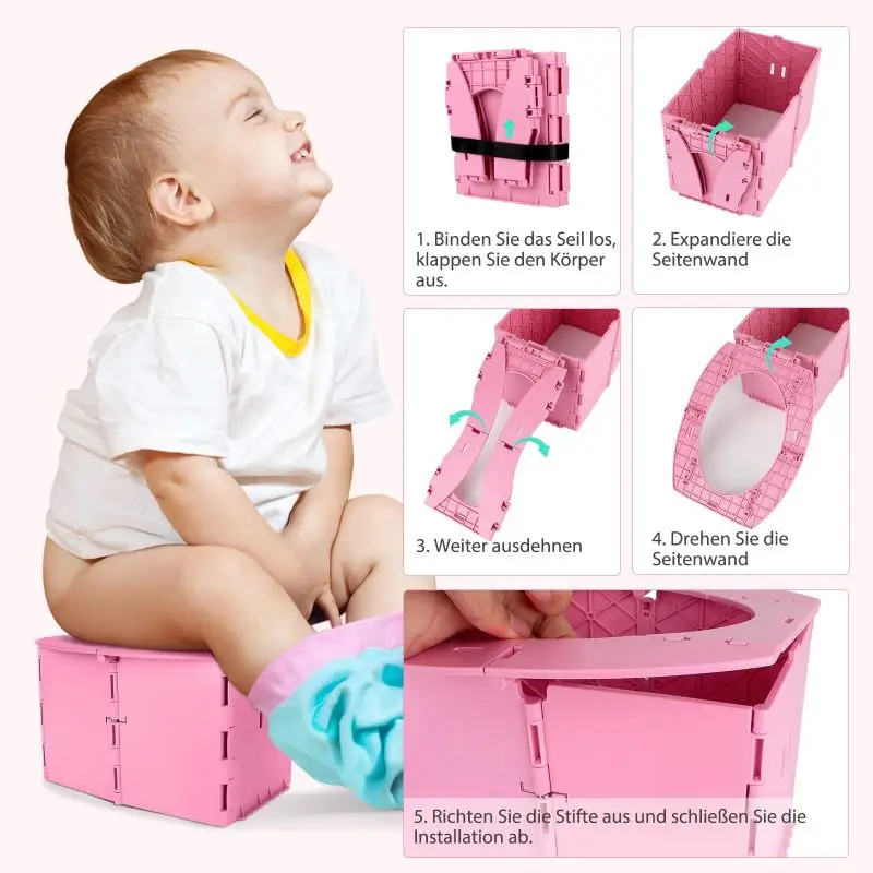 Baby Portable,Foldable Potty Seat for Toddler,Training Toilet Seat Emergency Toilet for Car,Camping,Kid Outdoor Travel Potty 4