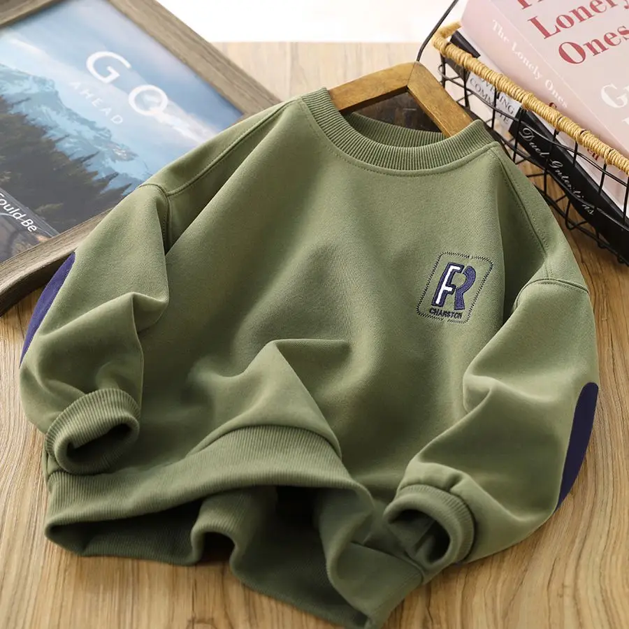 

Boy's Hoody Spring and Autumn Children's Clothing 2023 New Children Casual Bottoming Shirt Boys round Neck Sports Top