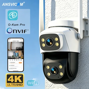 2K 8MP Outdoor WiFi, 5X Digital Zoom Dual-Lens Dual-Screen PTZ Security Camera Night Vision, Wireless Surveillance for Home 1