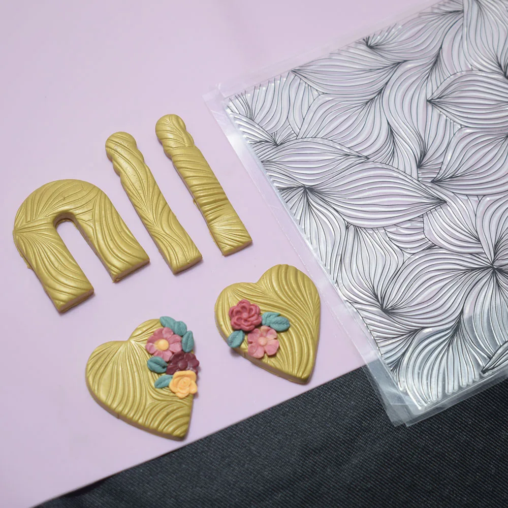 Wave Polymer Clay Texture Stamps Sheet Silicone Scrapbooking Clear Stamp Mat Shall Scale Pattern Rubber Stamps Seal Press Emboss polymer clay tools,clay craft tool