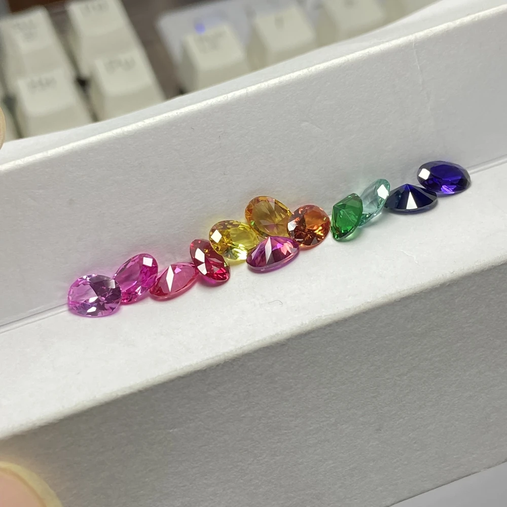 Meisidian 12 Color 5A Quality 5x7mm Oval Cut FancyPink Blue Yellow Rainbow Sapphire Loose Gemstnoe loose gemstones