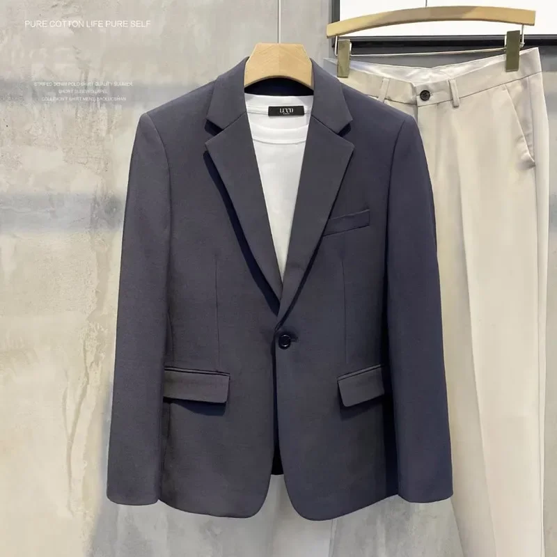 Men's Casual Suit Jacket Spring Autumn British Lightweight Trendy Brand Business Formal Western-style Clothes Top Solid Color