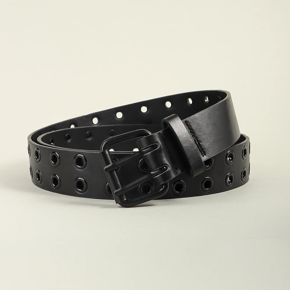 Pack De 2 Cinturones Para Mujer HABNI | Cuero Sintético | Color Negro Y Caqui | Longitud 105 Cm | Para Jeans, Vestidos, Faldas