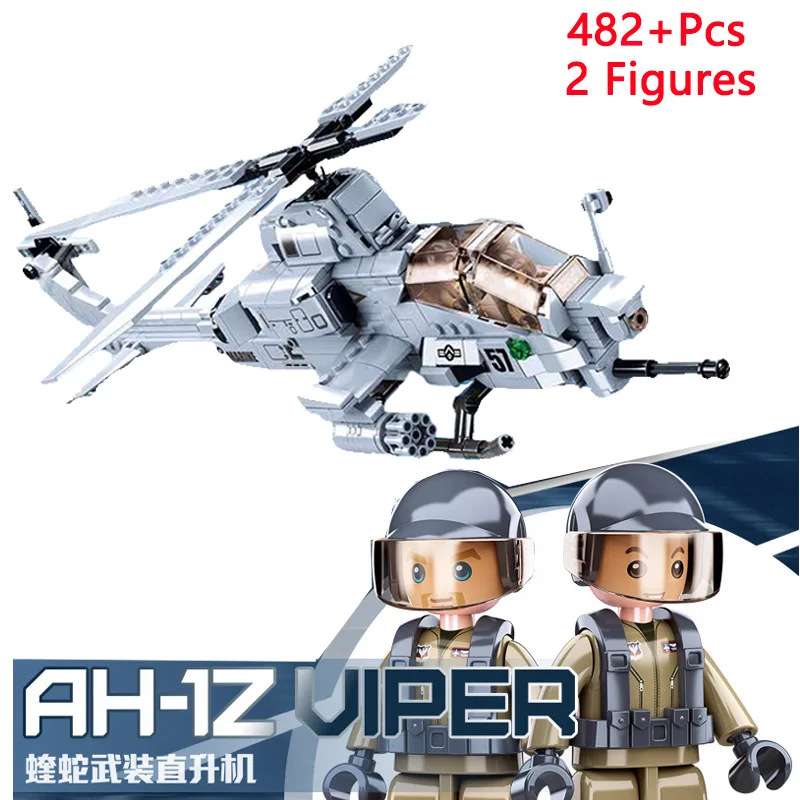 

US KA-52S Combat Model Assembly Block Toys，Sluban WW2 MI-24S Armed Transport Helicopter ，Military Invisible Carrier Based Bricks