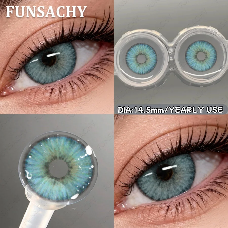 Colored Natural Brown Eye Contacts - Gray Fashion Korean Lens for Big Eyes, Cosmetic Yearly Lenses (1 Pair)