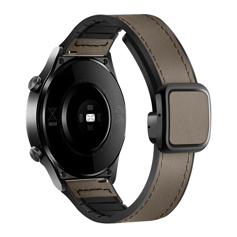 Dual-Material Leather and Silicone Watch Strap - 22mm/20mm Adjustable Band