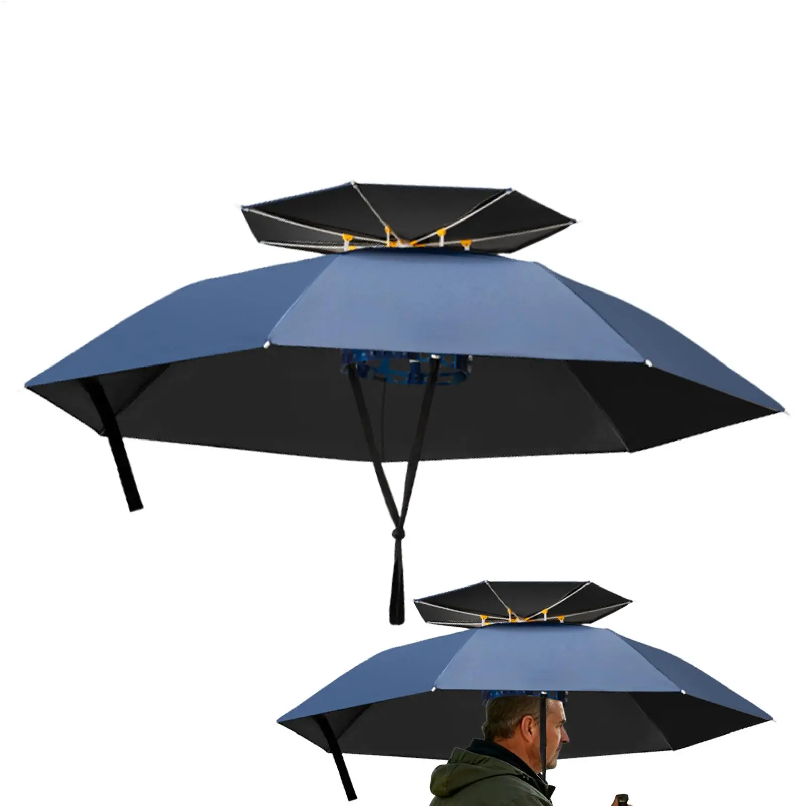 Adult UV Protection Waterproof Double-Layer Hat Umbrella