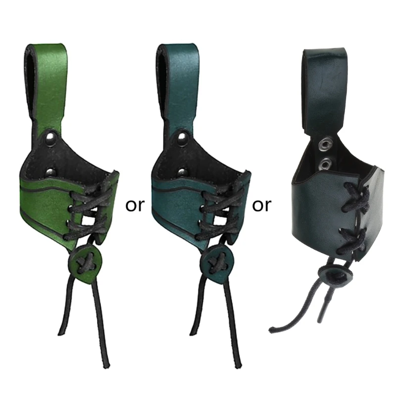 

yunyun Medieval Belt Mug Holder Cup Holder Belt Drinkware Part PU Leathers Waist Bag for Men Women Medieval Belt Horn Holders