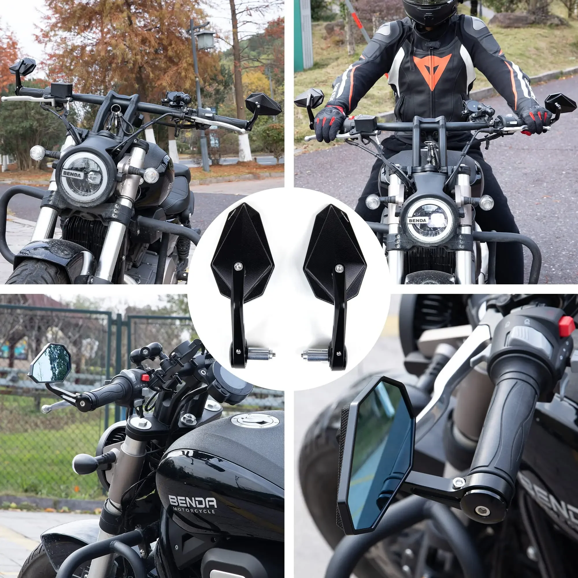 Motorcycle Mirror 2PCS Aluminum Alloy Universal Pedal Rod End Handlebar Rearview Mirror Accessories