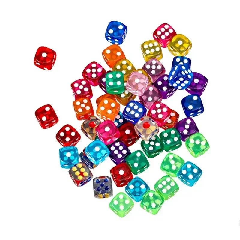 Dice Set 50PCS 14mm Colorful Transparent Rounded Edge for Tabletop RPG D&D Casino Party Games