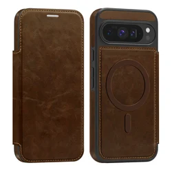 Luxury Magnetic Flip Leather Wallet Phone Case with Card Slot Holder - Google Pixel 8 Pro (Coffee)